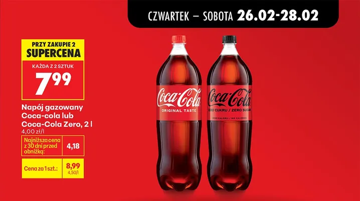 Napój gazowany Coca-Cola Zero promocja w Biedronka