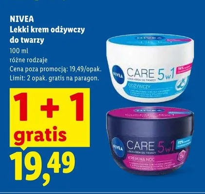 Lekki krem odżywczy do twarzy Nivea Care 5w1 promocja w Lidl