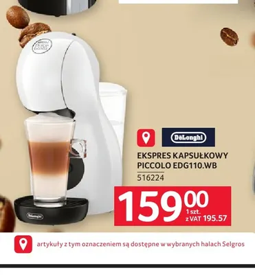 Ekspres kapsułkowy Piccolo EDG110.WB DeLonghi promocja w Selgros