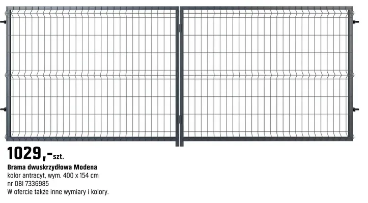 Brama dwuskrzydłowa Modena promocja w OBI
