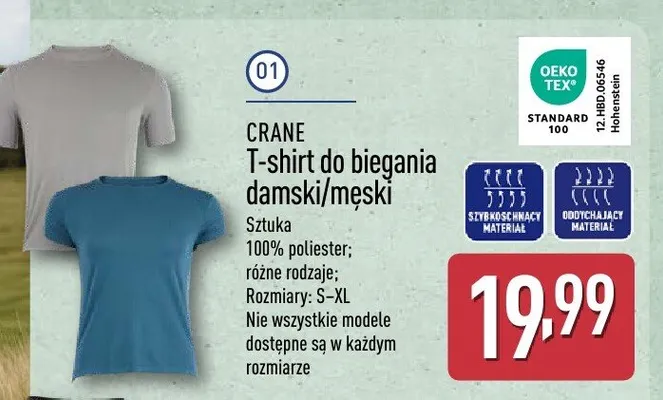 T-shirt do biegania damski/męski Crane promocja w Aldi