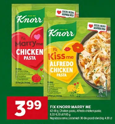 Fix Knorr Marry Me Chicken pasta, Alfredo chicken pasta promocja w Stokrotka