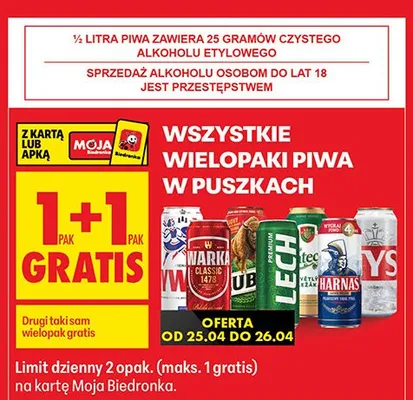 Wielopaki piwa w puszkach promocja w Biedronka