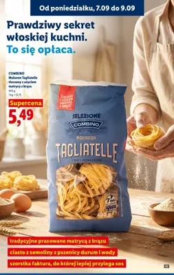 Makaron Tagliatelle Combino tłoczony z użyciem matrycy z brązu promocja w Lidl