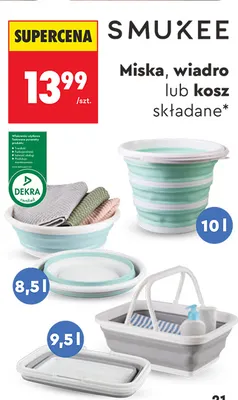 Wiadro składane 10 l Smukee promocja w Biedronka