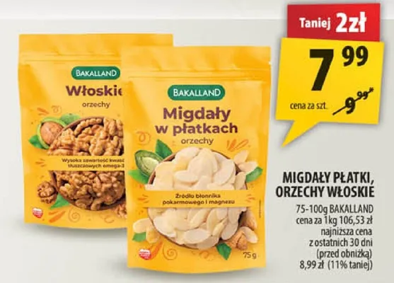 Migdały płatki, orzechy włoskie promocja w Arhelan