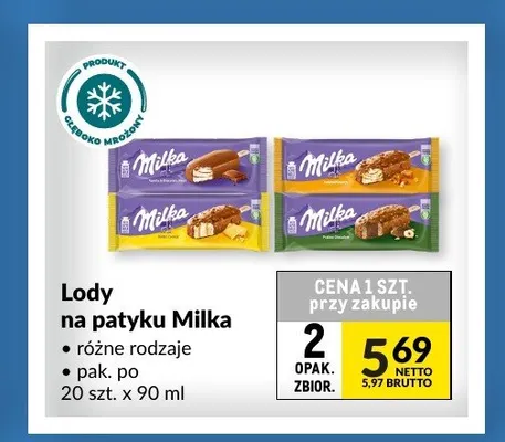 Lody na patyku Milka White promocja w Makro