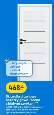 Skrzydło drzwiowe bezprzylgowe Toreno z białymi szybkami promocja w Castorama
