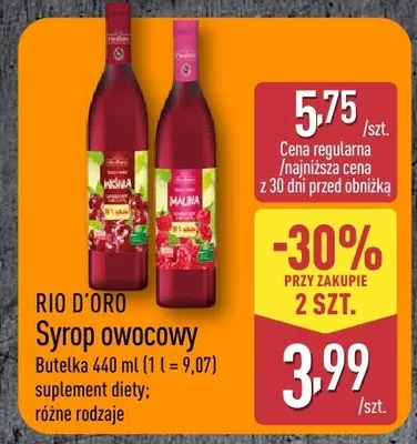 Syrop owocowy Rio D'Oro promocja w Aldi