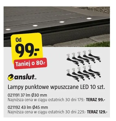 Lampy punktowe wpuszczane LED Anslut 10-pak 43lm Ø45 mm promocja w Jula