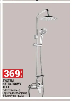 System natryskowy Alfa z deszczownicą i baterią mechaniczną 5-funkcyjna rączka promocja w Merkury Market