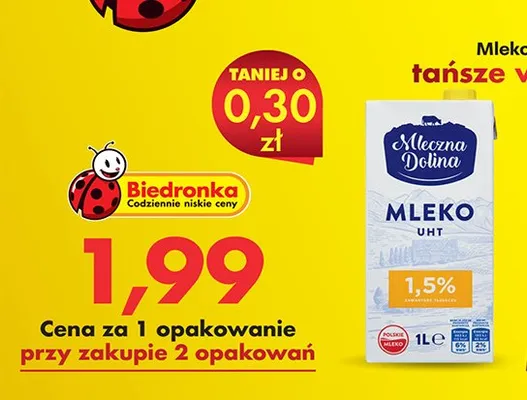 Mleko UHT 1,5% promocja w Biedronka