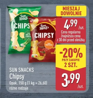 Chipsy Sun Snacks promocja w Aldi