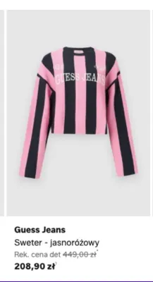 Sweter Guess Jeans jasnoróżowy promocja w Lounge by Zalando