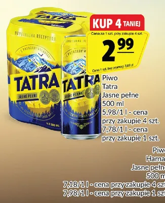 Piwo Tatra Jasne pełne promocja w Prim Market