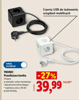 Przedłużacz kostka Tronic promocja w Lidl