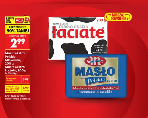 Masło ekstra Łaciate promocja w Biedronka
