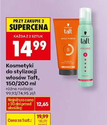 Kosmetyki do stylizacji włosów Taft, różne rodzaje promocja w Biedronka