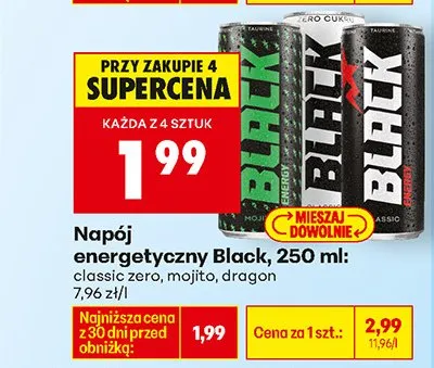 Napój energetyczny Black Classic Zero promocja w Biedronka