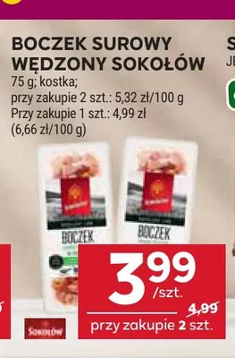 Boczek surowy wędzony Sokołów promocja w Stokrotka