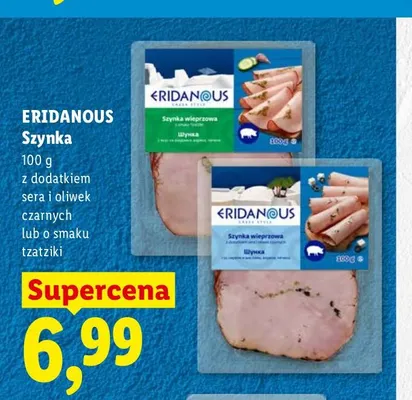 Szynka z dodatkiem sera i oliwek czarnych Eridanous promocja w Lidl