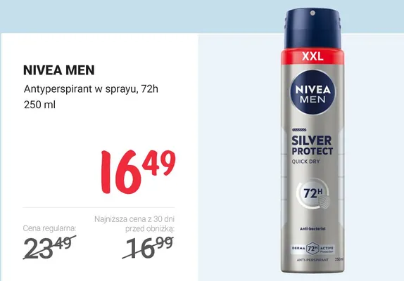 Antyperspirant w sprayu 72h Silver Protect promocja w Rossmann
