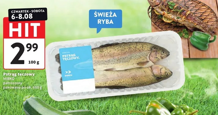Pstrąg tęczowy patroszony Mirko pakowany po ok. 600 g promocja w Intermarche