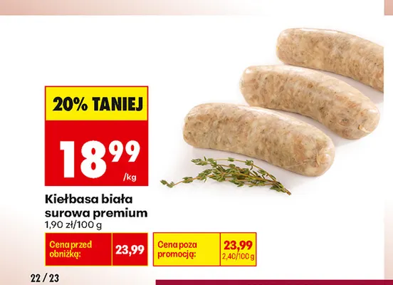 Kiełbasa biała surowa premium promocja w Biedronka