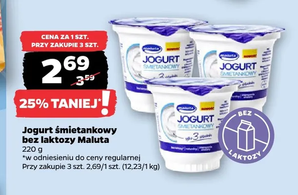 Jogurt śmietankowy bez laktozy Maluta promocja w Netto