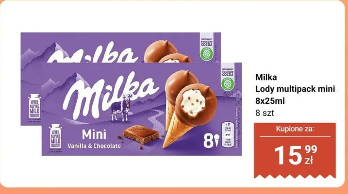 Lody multipack mini Vanilla & Chocolate promocja w Dino