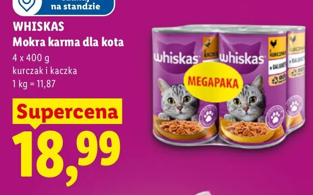 Mokra karma dla kota Whiskas Megapaka kurczak i kaczka promocja w Lidl