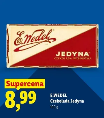 Czekolada Jedyna E.Wedel promocja w Lidl