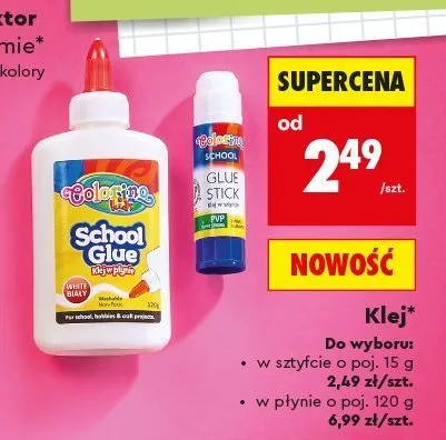 Klej w płynie Colorino School promocja w Biedronka