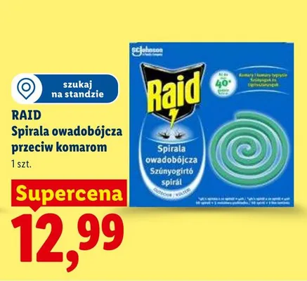 Spirala owadobójcza przeciw komarom Raid promocja w Lidl
