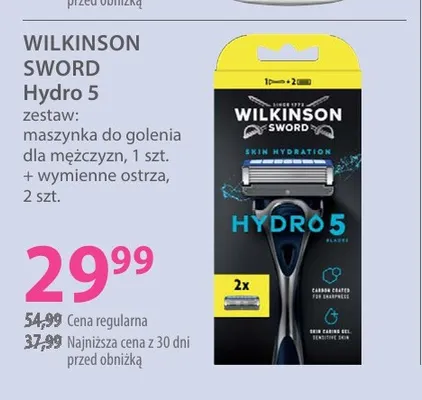 Zestaw maszynka do golenia dla mężczyzn + wymienne ostrza Wilkinson Sword Hydro 5 promocja w Hebe