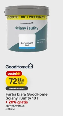 Farba biała GoodHome Ściany i Sufity promocja w Castorama