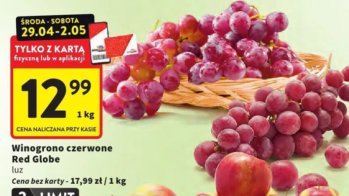 Winogrono czerwone Red Globe luz promocja w Intermarche
