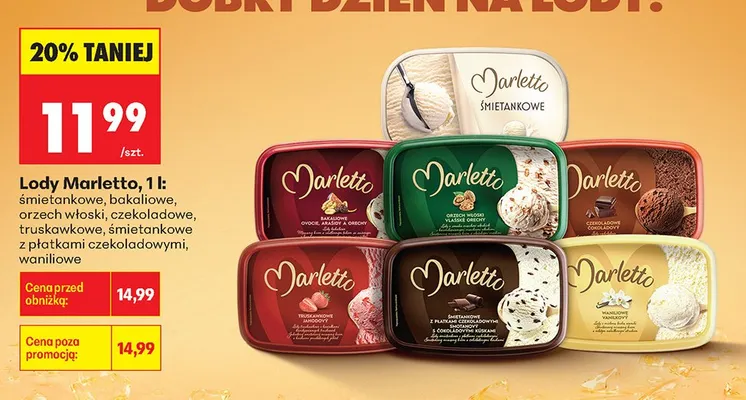 Lody waniliowe Marletto promocja w Biedronka