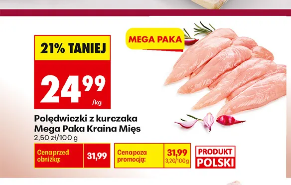 Polędwiczki z kurczaka Mega Paka Kraina Mięs promocja w Biedronka