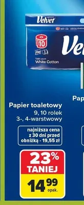 Papier toaletowy Velvet Comfort 3-warstwowy promocja w Carrefour Market