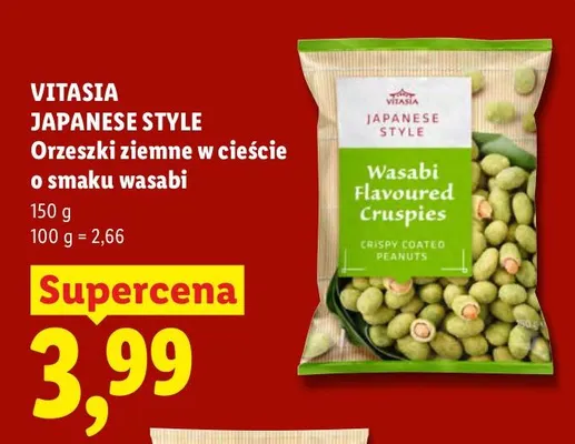 Orzeszki ziemne w cieście o smaku wasabi Vitasia Japanese Style promocja w Lidl