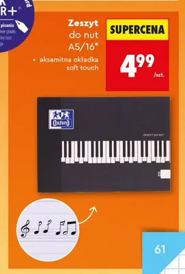 Zeszyt do nut A5 16 kartek Oxford promocja w Biedronka