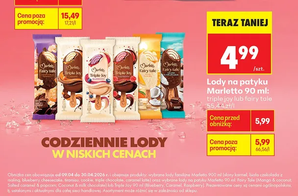 Lody na patyku triple joy promocja w Biedronka