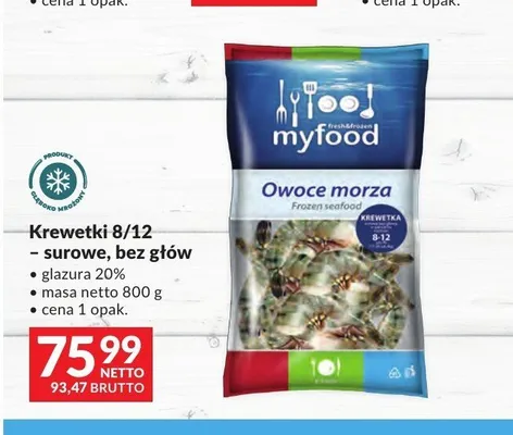 Krewetki 8/12 surowe bez głów Myfood promocja w Makro