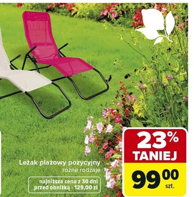 Leżak plażowy pozycyjny różne rodzaje promocja w Carrefour