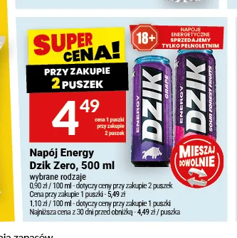 Napój energetyczny Dzik Energy Grape Zero promocja w Twój Market