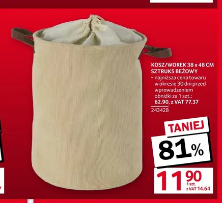 Kosz/worek 38x48 cm sztruks beżowy promocja w Selgros