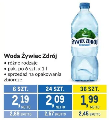 Woda Żywiec Zdrój różne rodzaje promocja w Makro