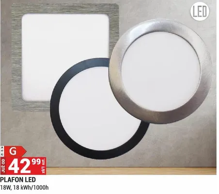 Plafon LED 18W, 18kWh/1000h promocja w Merkury Market