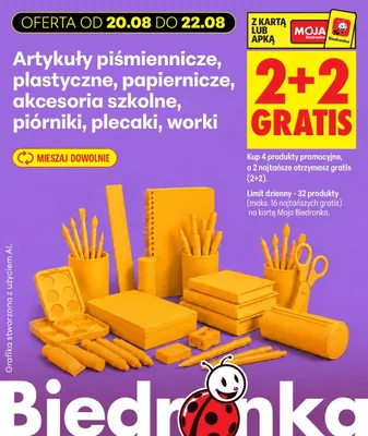 Artykuły piśmiennicze plastyczne papiernicze akcesoria szkolne piórniki plecaki worki promocja w Biedronka